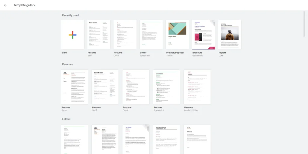 Image of Google Doc Resume Templates